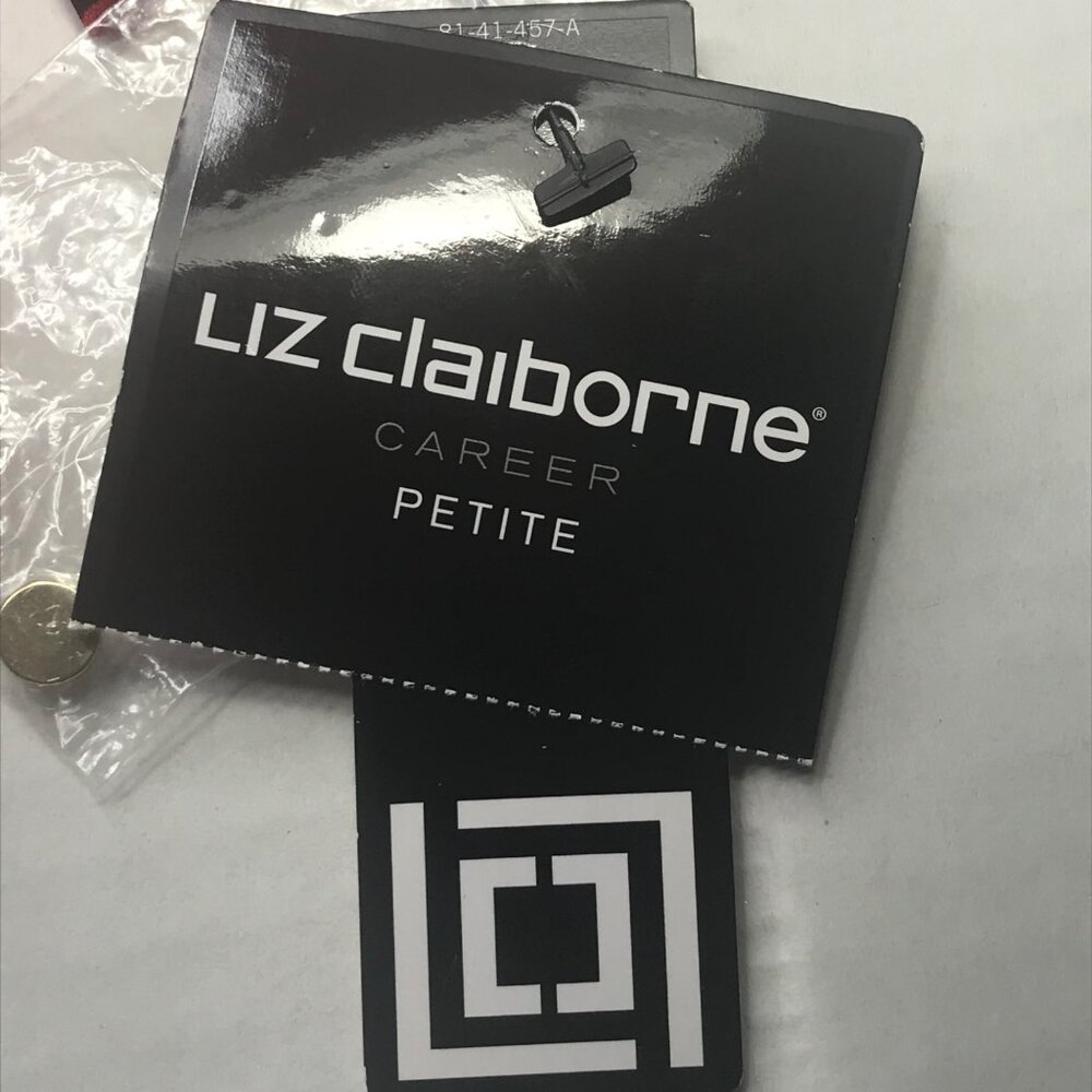 Liz Claiborne Women's Petite Large Red Black 3/4 Sleeve Top New - Picture 5 of 14
